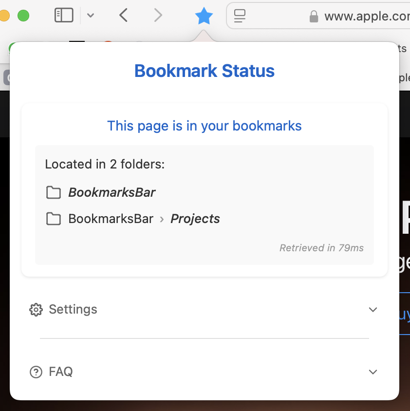 Bookmark location display